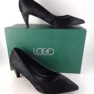 Logo Lori Goldstein Calf Hair Black Heels Pumps 6M